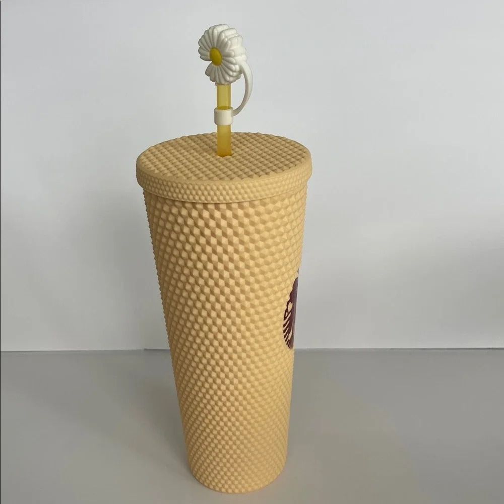Starbucks‎ Matte Butter Yellow Studded Tumbler with Daisy Straw Cover